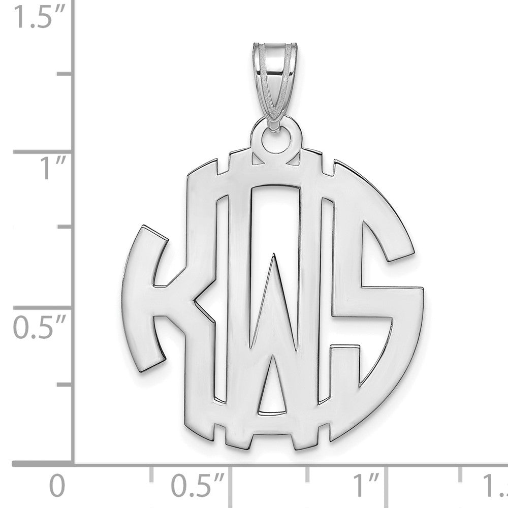 10k White Gold Round Cut-out Monogram Pendant
