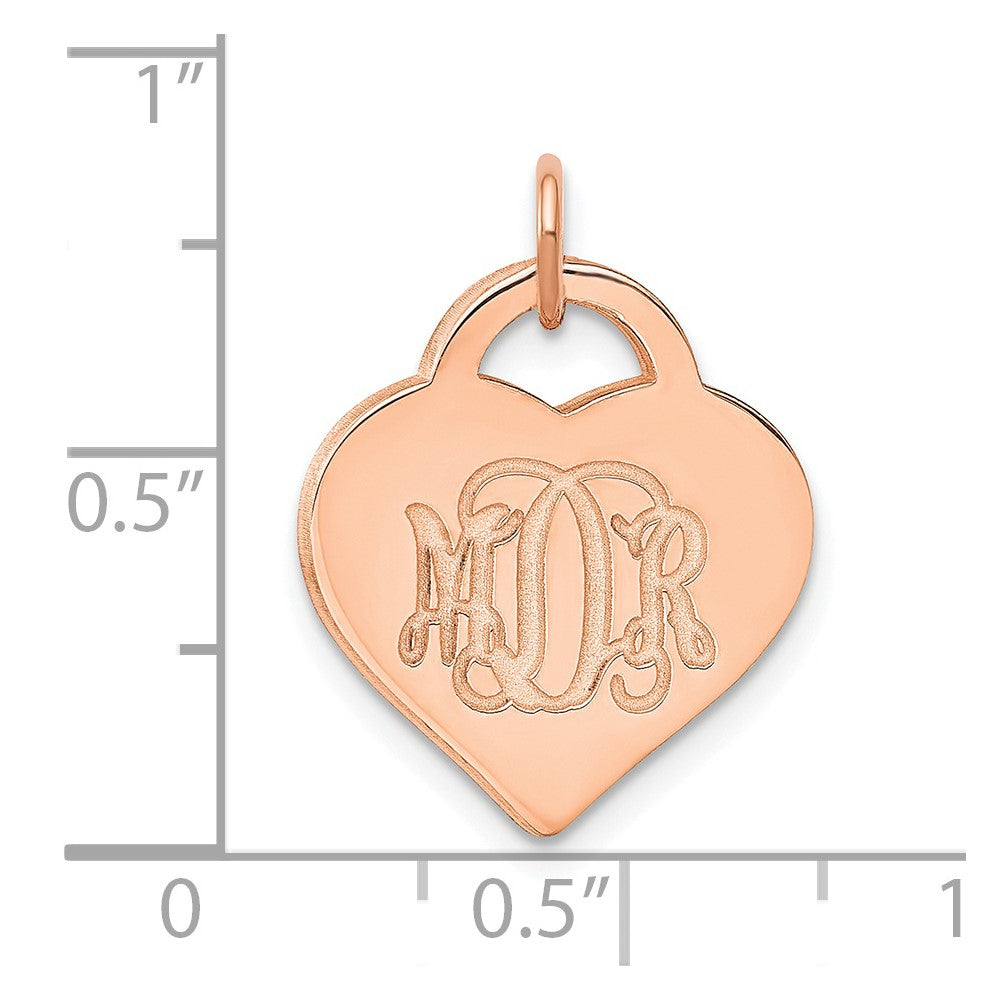 Sterling Silver/Rose-plated Monogram Heart Charm