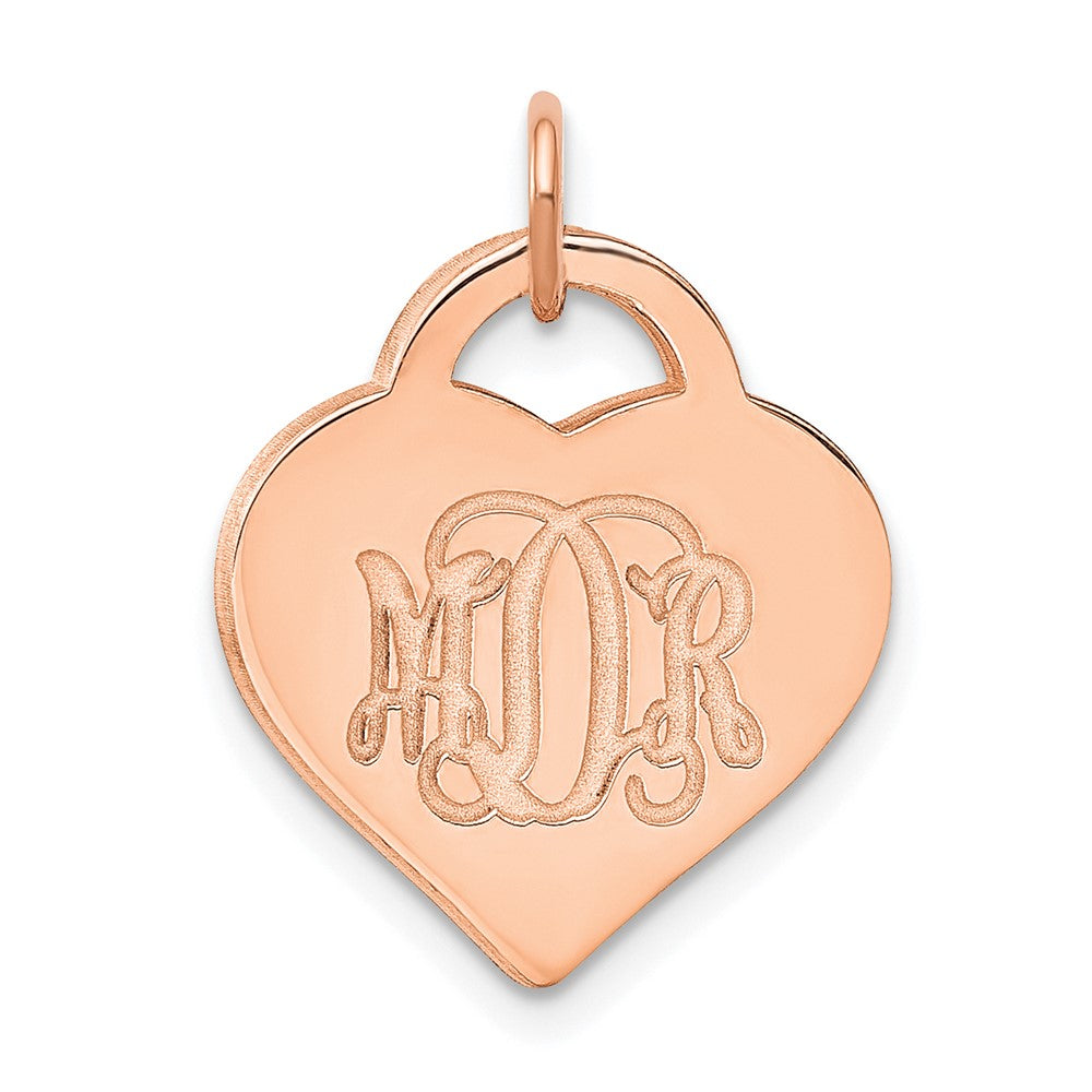 Sterling Silver/Rose-plated Monogram Heart Charm