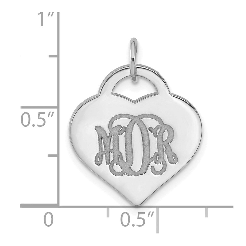 Sterling Silver/Rhodium-plated Monogram Heart Charm