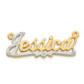 14k Yellow Gold and Rhodium 3D Diamond Name Plate