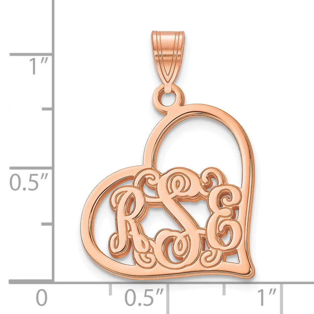 Sterling Silver/Rose-plated Etched Heart Pendant