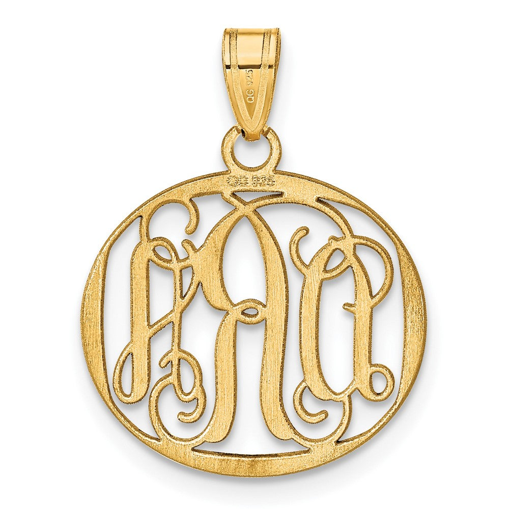 14k Yellow Gold Small Round Monogram Pendant
