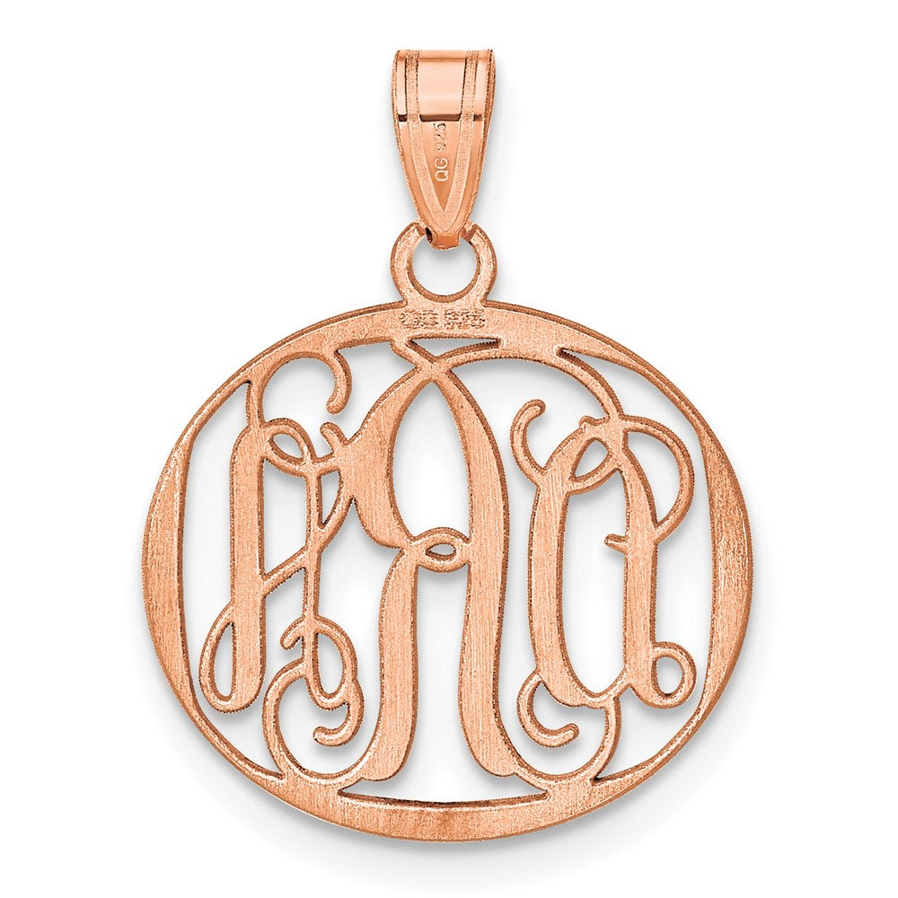 Sterling Silver/Rose-plated Small Round Monogram Pendant