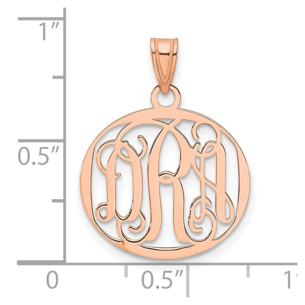 Sterling Silver/Rose-plated Small Round Monogram Pendant