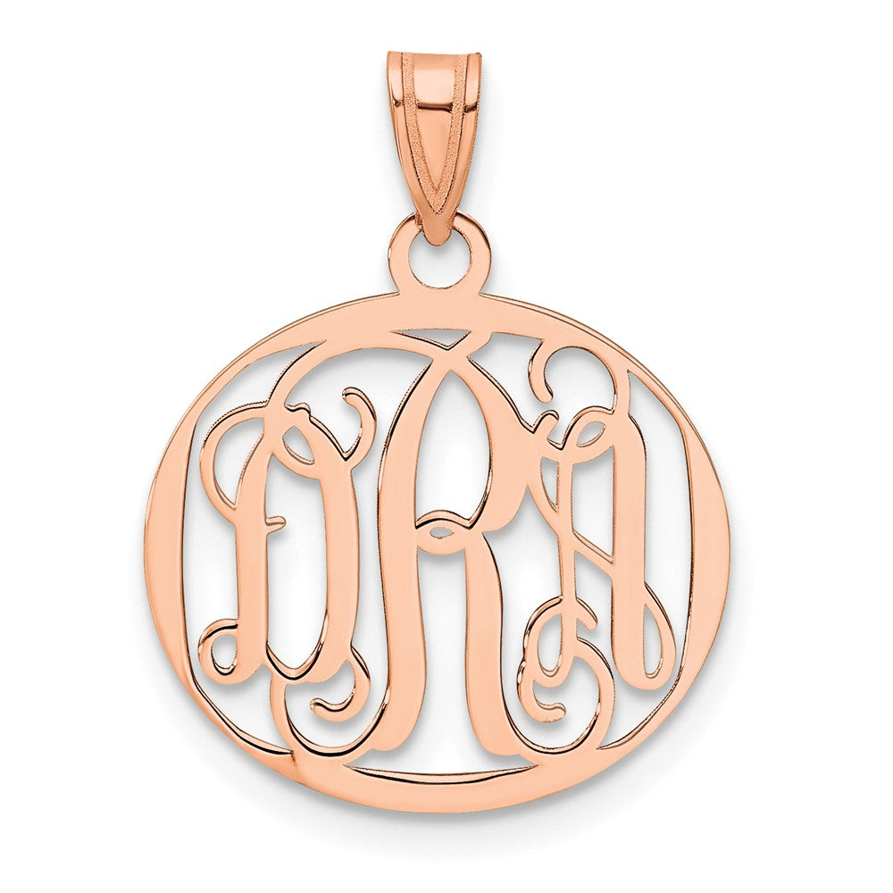 14k Rose gold Small Round Monogram Pendant