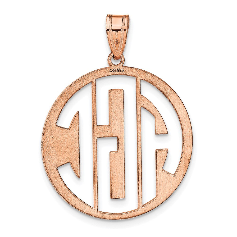 Sterling Silver/Rose-plated Round Cut-out Monogram Pendant