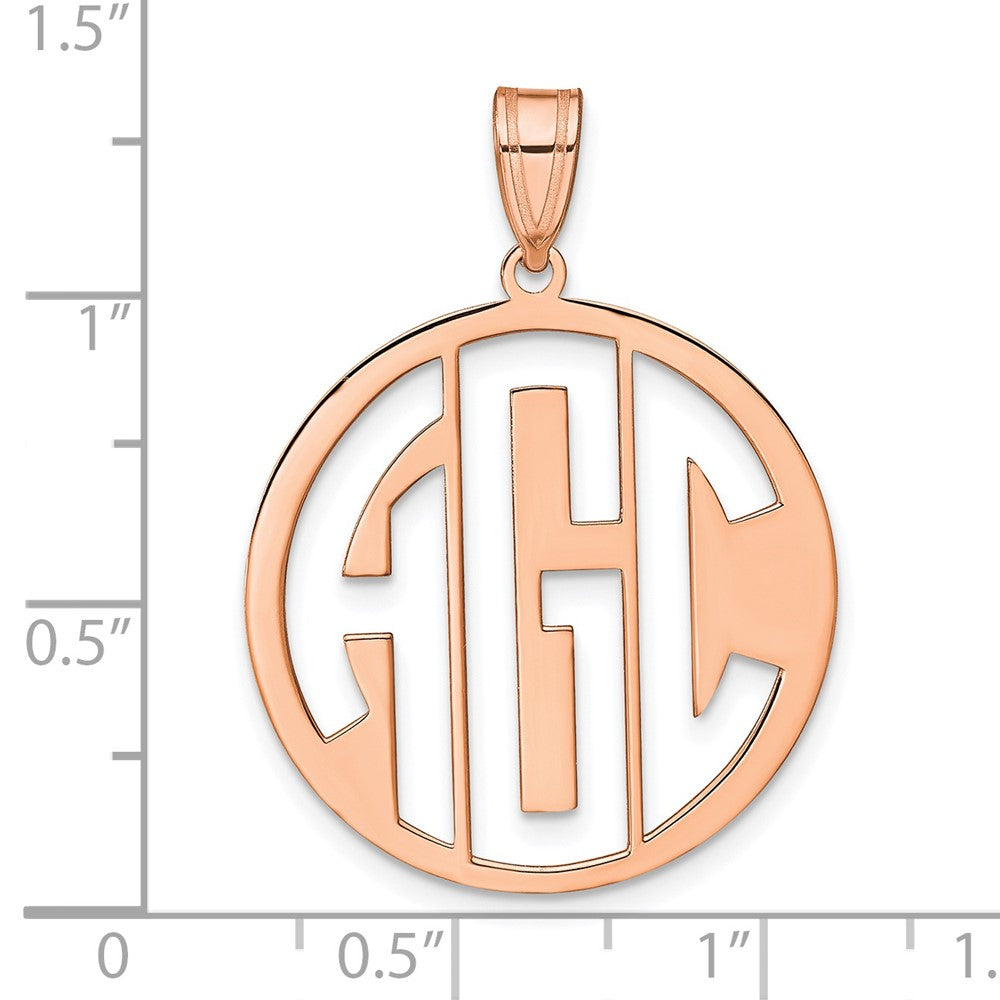 Sterling Silver/Rose-plated Round Cut-out Monogram Pendant