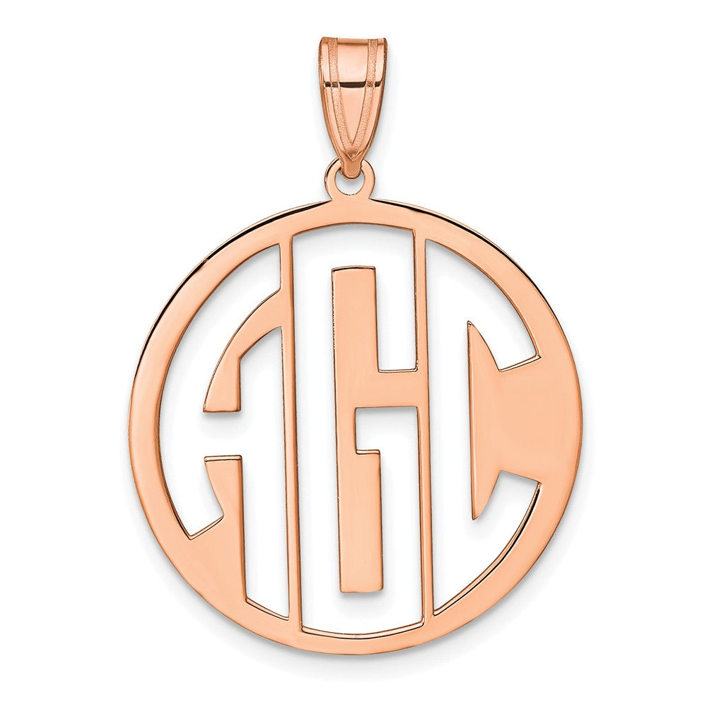 Sterling Silver/Rose-plated Round Cut-out Monogram Pendant