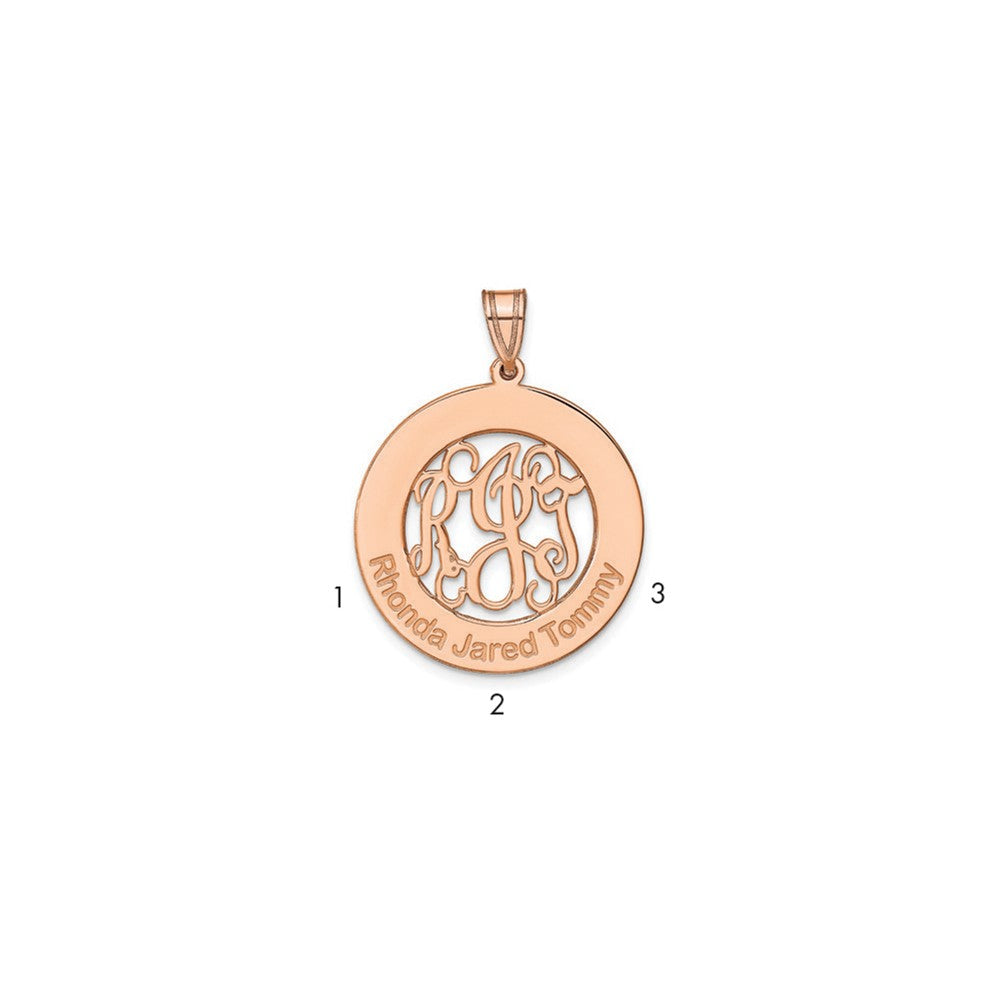 Sterling Silver/Rose-plated Round Family Monogram Pendant