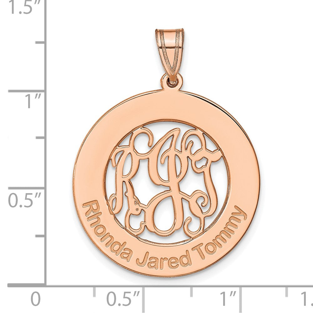 Sterling Silver/Rose-plated Round Family Monogram Pendant
