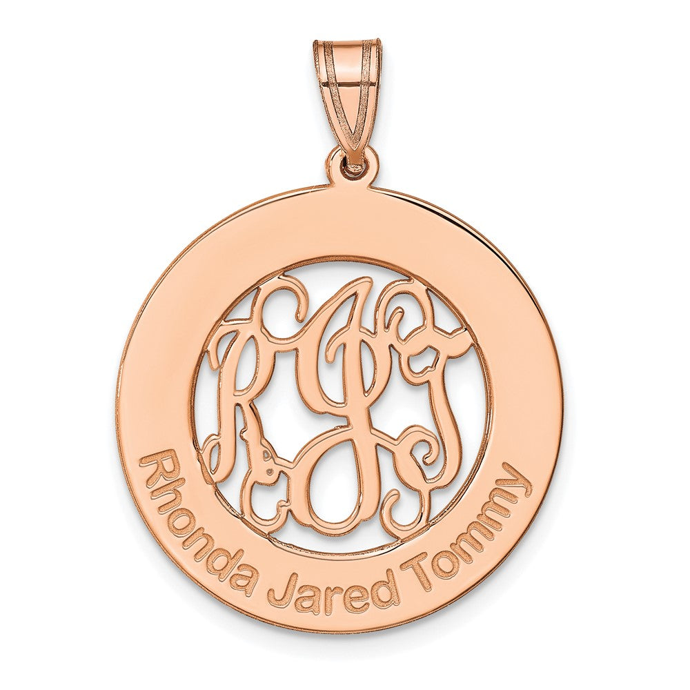 Sterling Silver/Rose-plated Round Family Monogram Pendant