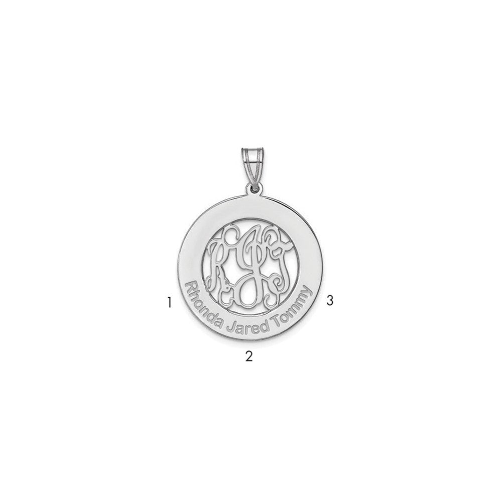 10k White Gold Round Family Monogram Pendant