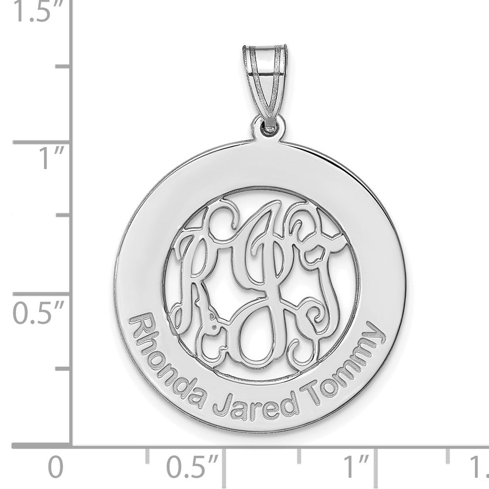 10k White Gold Round Family Monogram Pendant