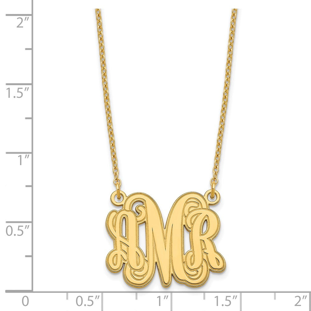Sterling Silver/Gold-plated Etched Monogram Necklace