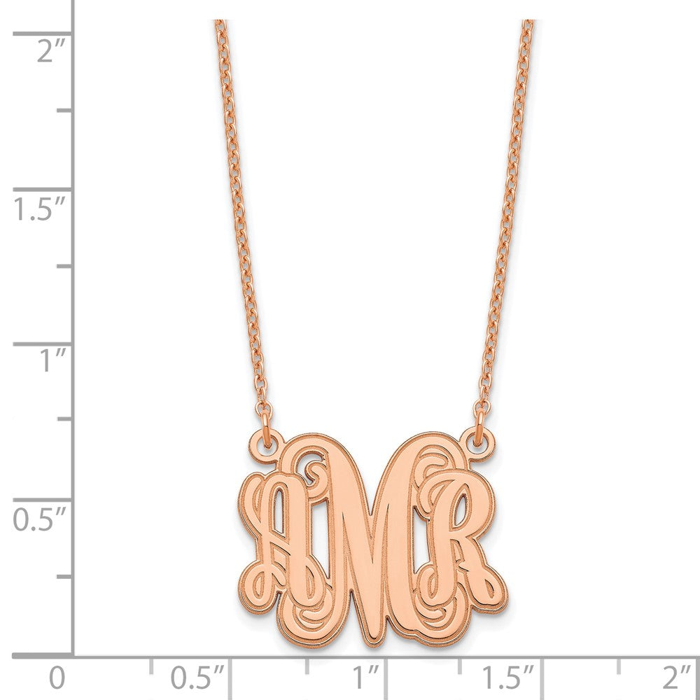 Sterling Silver/Rose-plated Etched Monogram Necklace
