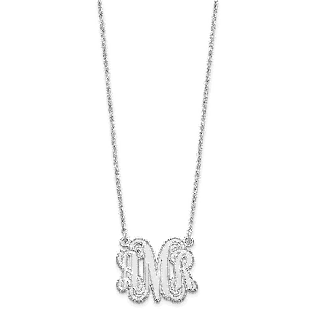 Sterling Silver/Rhodium-plated Etched Monogram Necklace