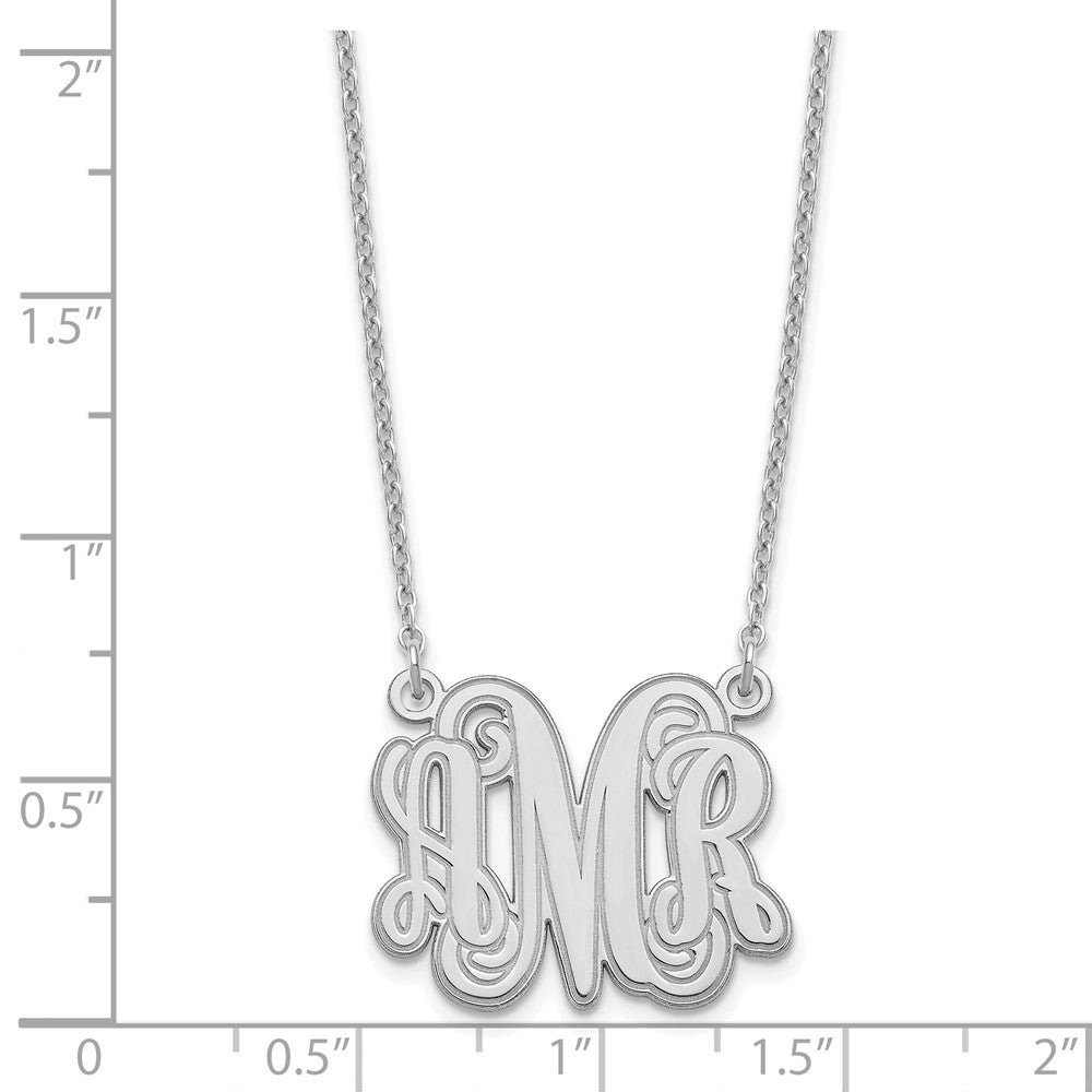 Sterling Silver/Rhodium-plated Etched Monogram Necklace