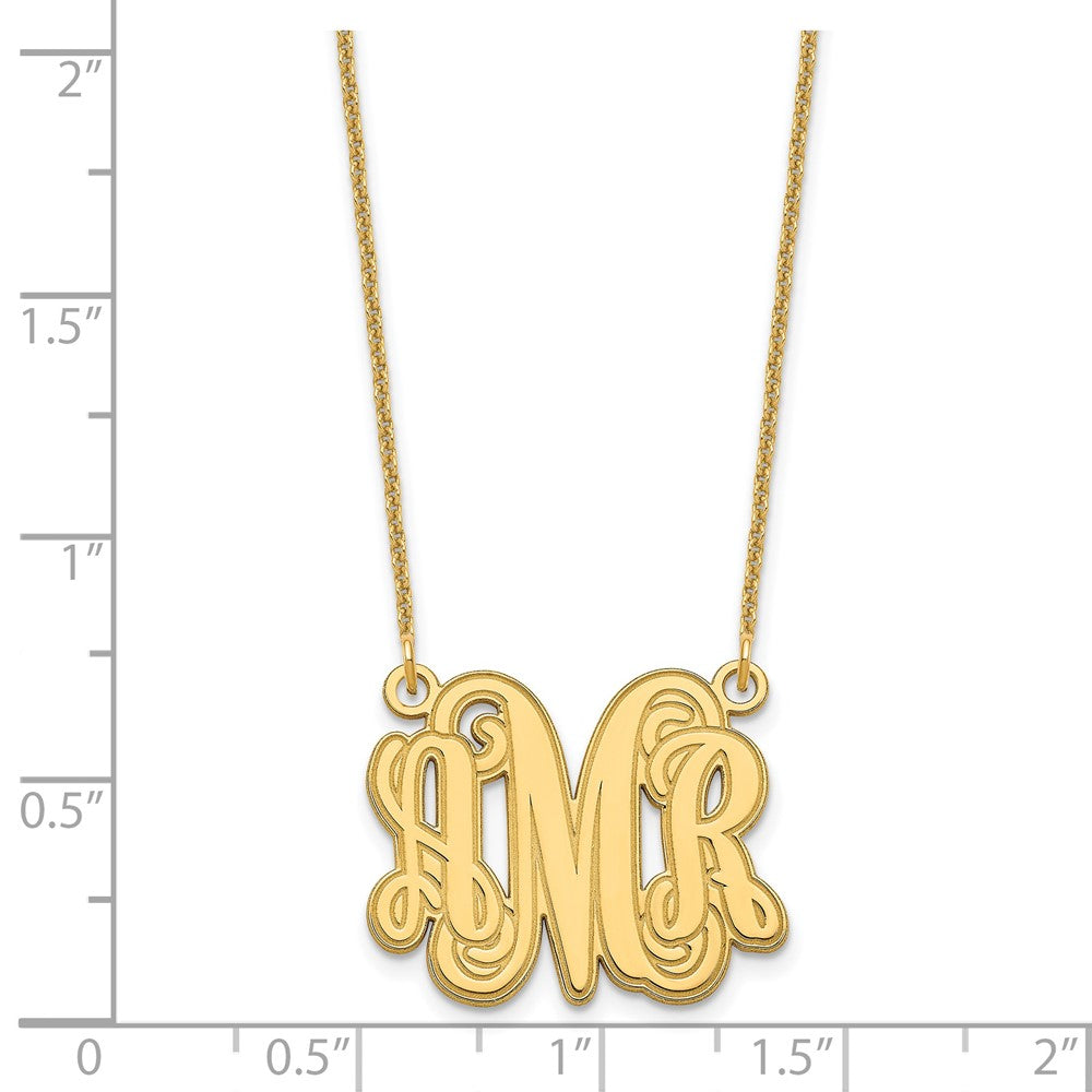 14k Yellow Gold Etched Monogram Necklace