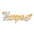 14k Yellow Gold and Rhodium 3D Diamond Name Plate