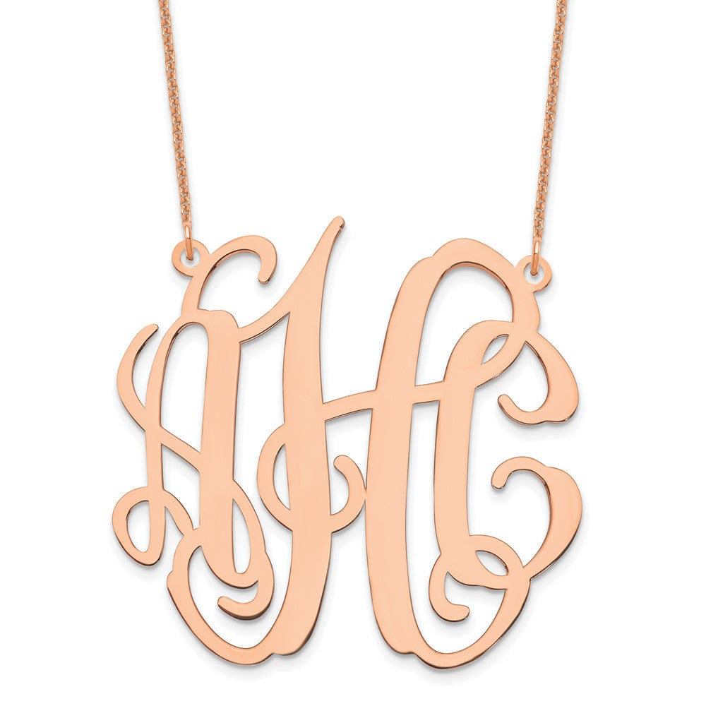 14k Rose Gold Large Monogram Necklace