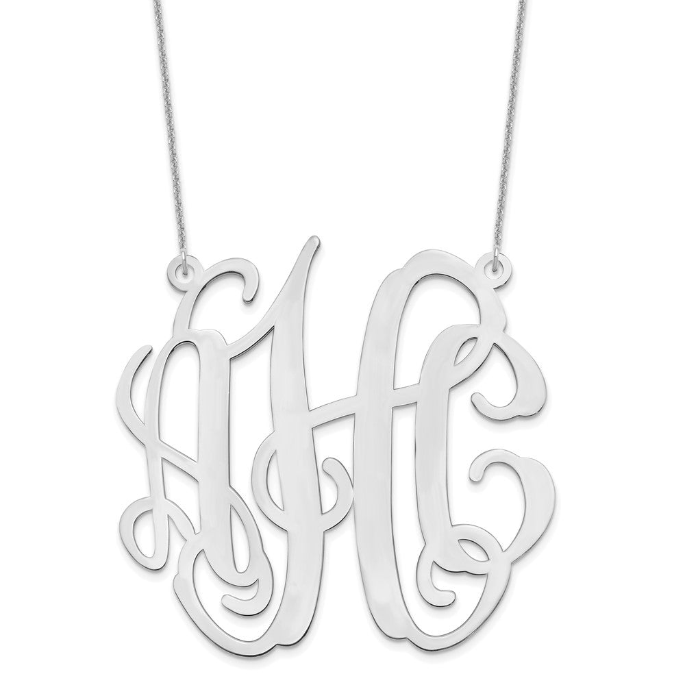 14k White Gold Large Monogram Necklace