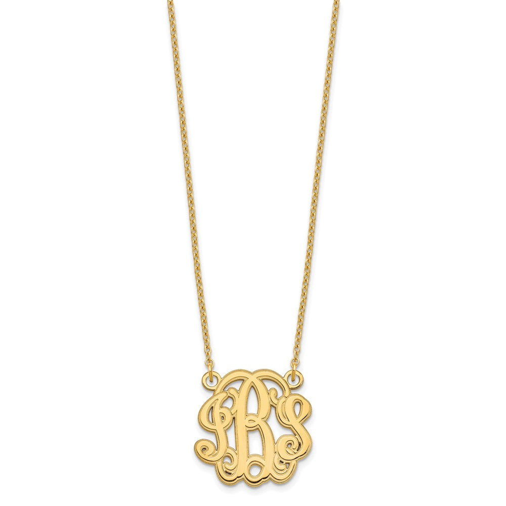 Sterling Silver/Gold-plated Etched Monogram Necklace