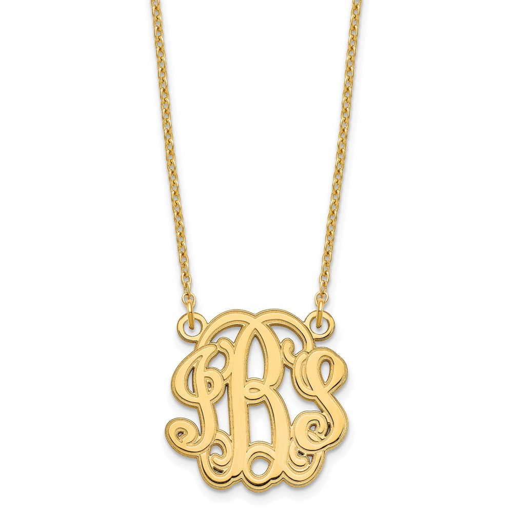 Sterling Silver/Gold-plated Etched Monogram Necklace