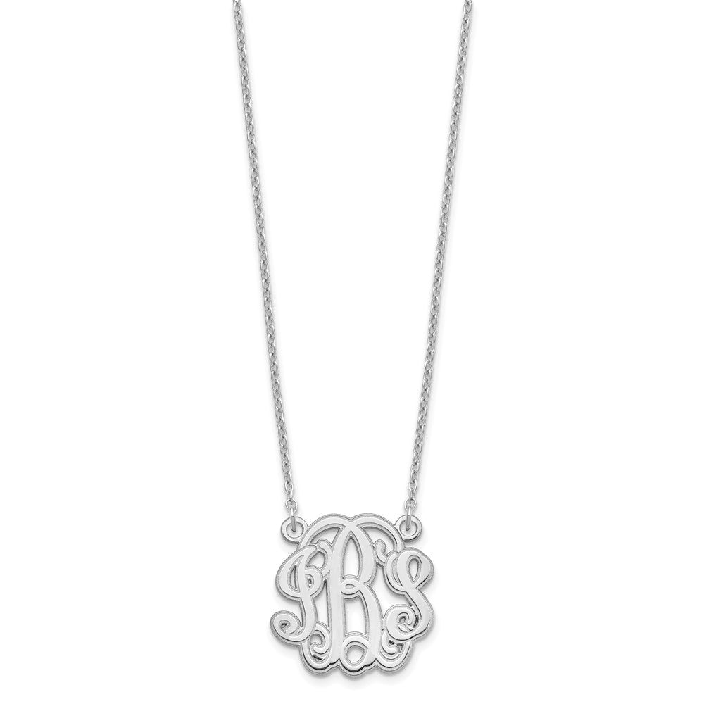 Sterling Silver/Rhodium-plated Etched Monogram Necklace