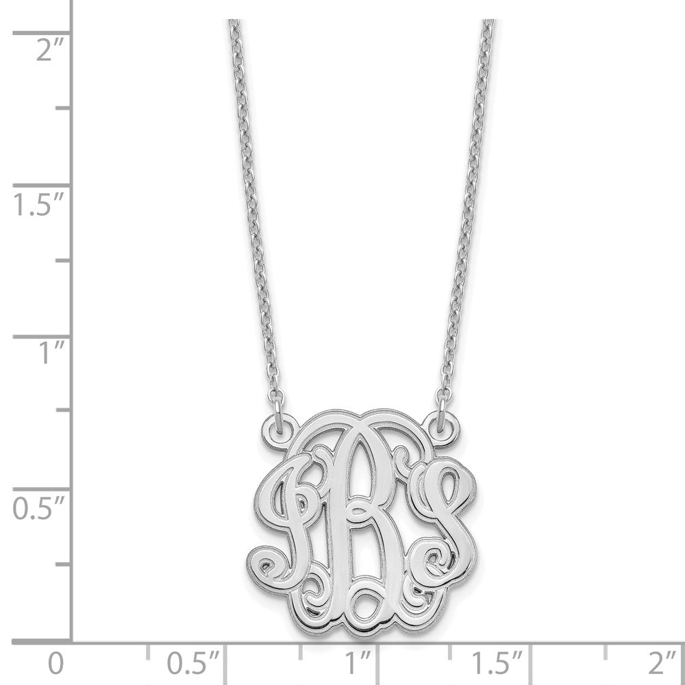 Sterling Silver/Rhodium-plated Etched Monogram Necklace