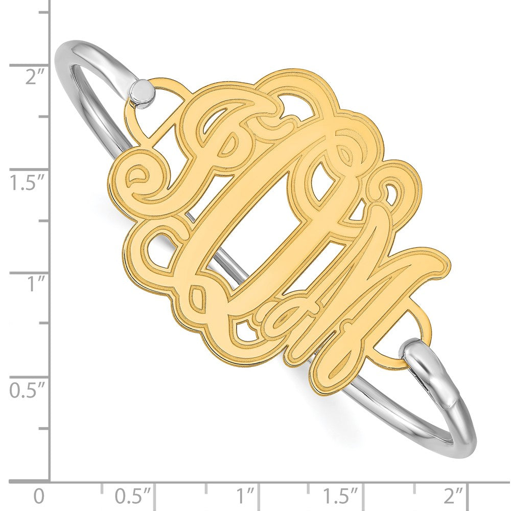 SS/Gold-plated Etched Monogram with Sterling Silver Bangle