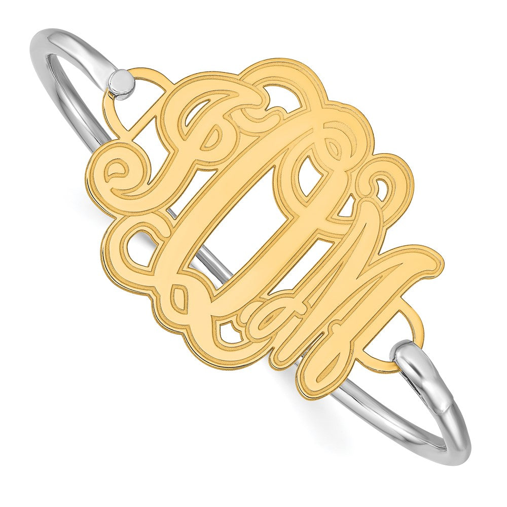 SS/Gold-plated Etched Monogram with Sterling Silver Bangle