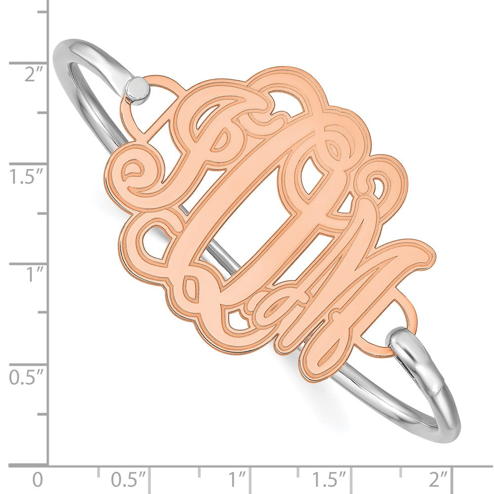 14k Rose Gold Etched Monogram with Sterling Silver Bangle