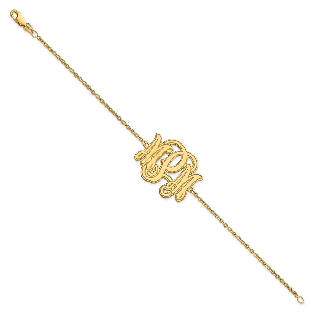 Sterling Silver/Gold-plated Etched Monogram Bracelet