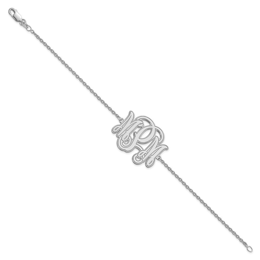 Sterling Silver/Rhodium-plated Etched Monogram Bracelet