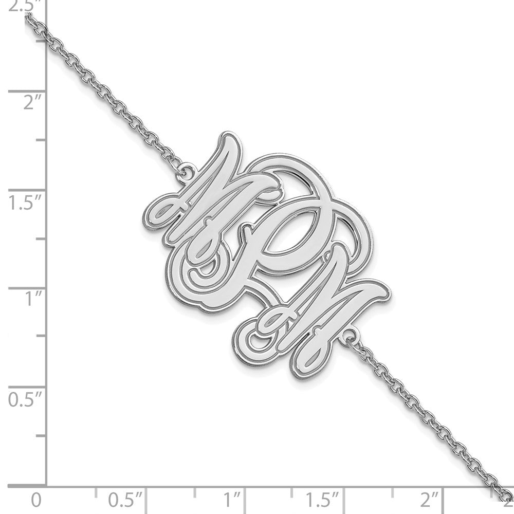 14k White Gold Etched Monogram Bracelet