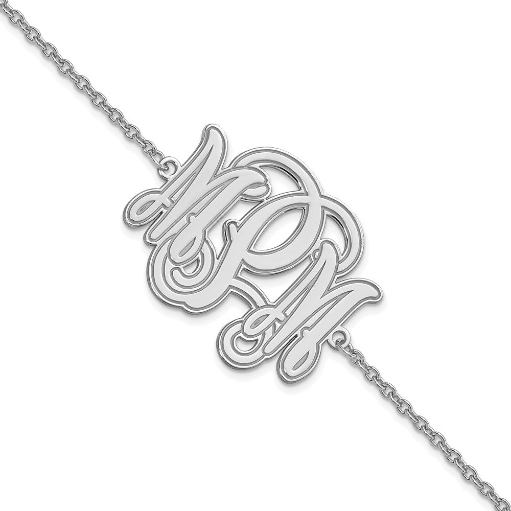 14k White Gold Etched Monogram Bracelet