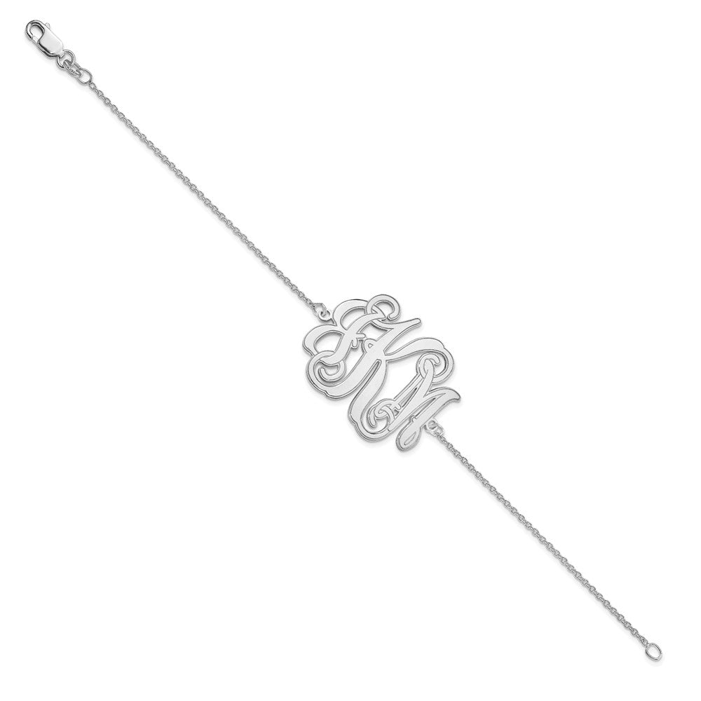 10k White Gold Etched Monogram Bracelet