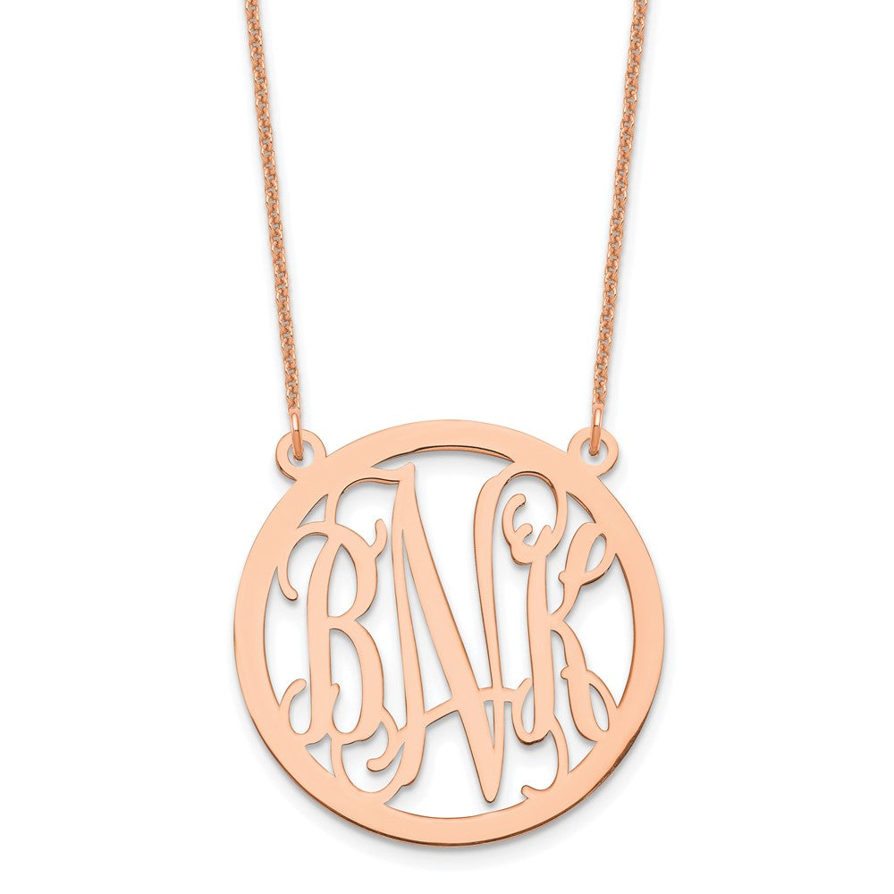 14k Rose Gold Round Monogram Necklace