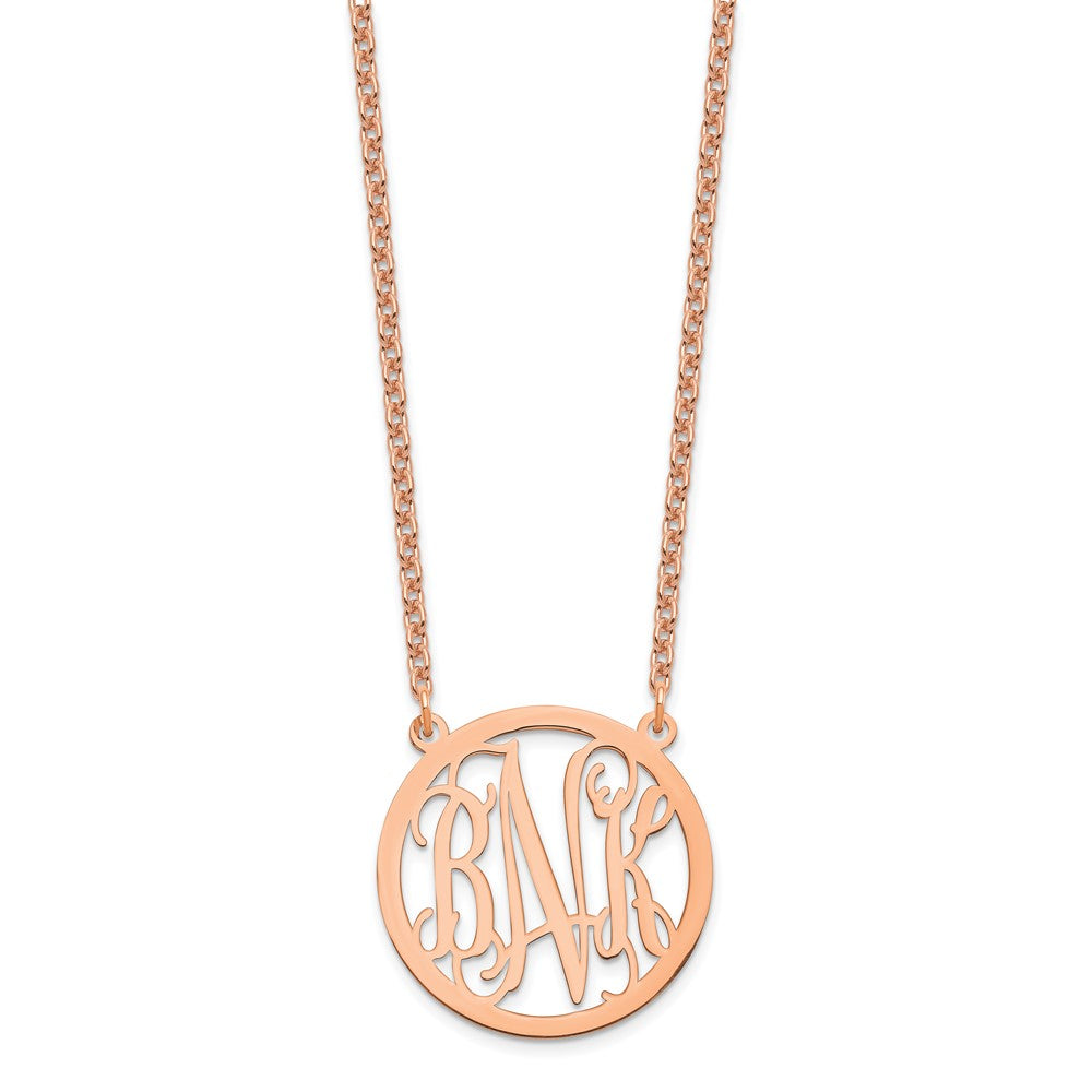 Sterling Silver/Rose-plated Round Monogram Necklace