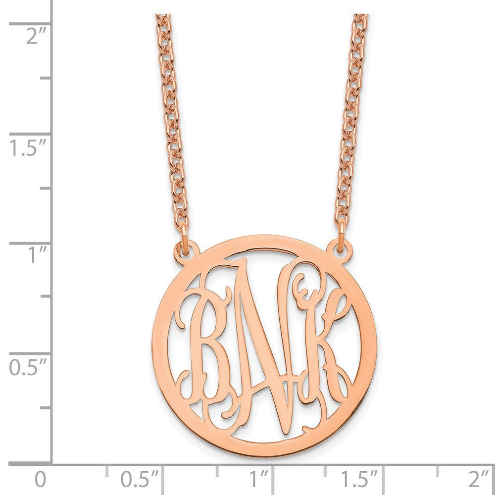 Sterling Silver/Rose-plated Round Monogram Necklace