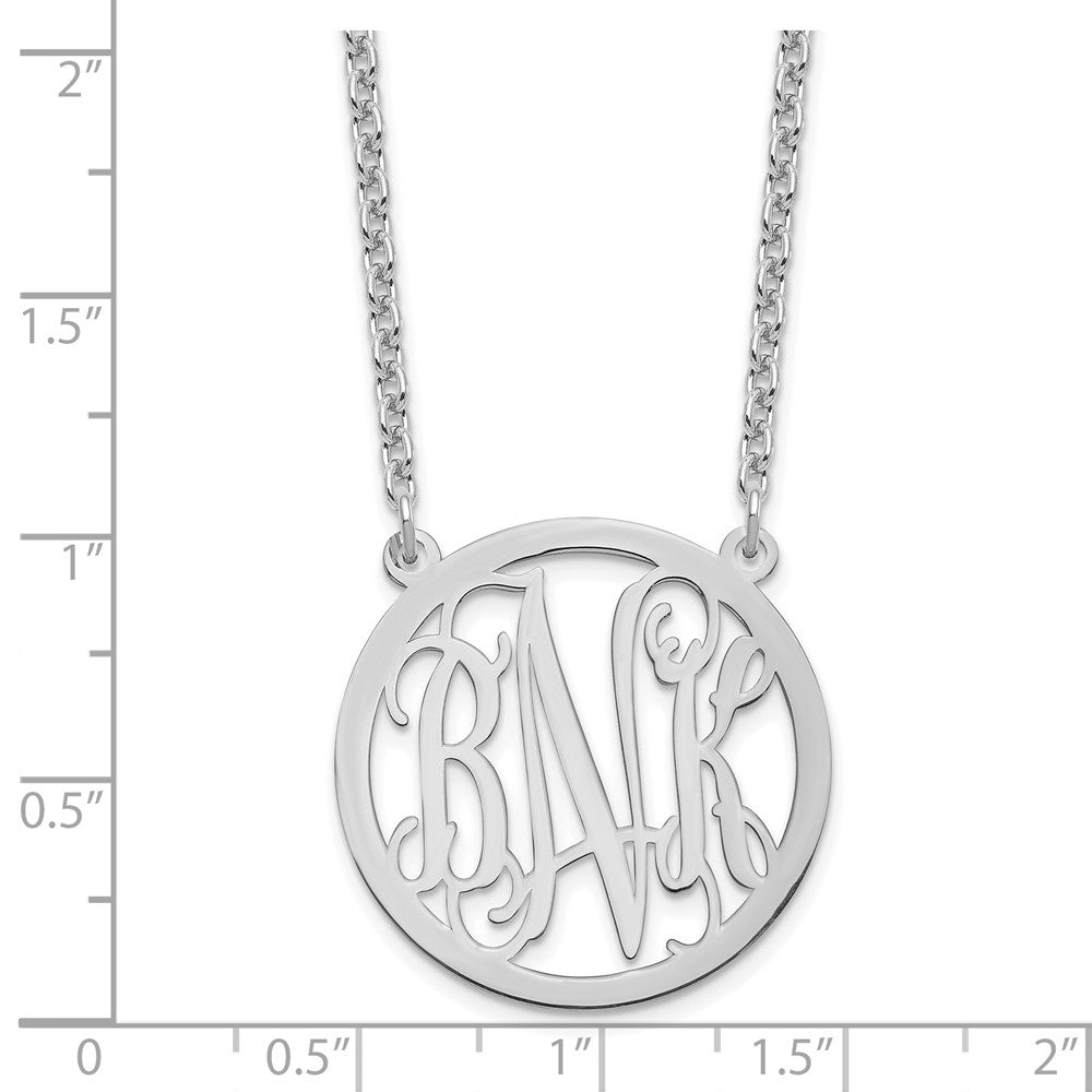 Sterling Silver/Rhodium-plated Round Monogram Necklace
