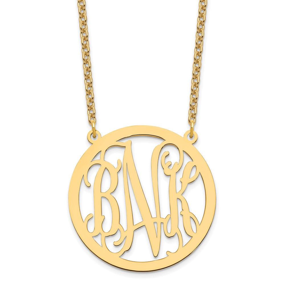 Sterling Silver/Gold-plated Large Round Monogram Pendant