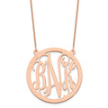 14k Rose gold Large Round Monogram Necklace