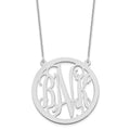 14k White Gold Large Round Monogram Necklace