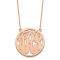 14k Rose Gold Etched Round Monogram Necklace