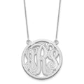 10k White Gold Etched Round Monogram Necklace