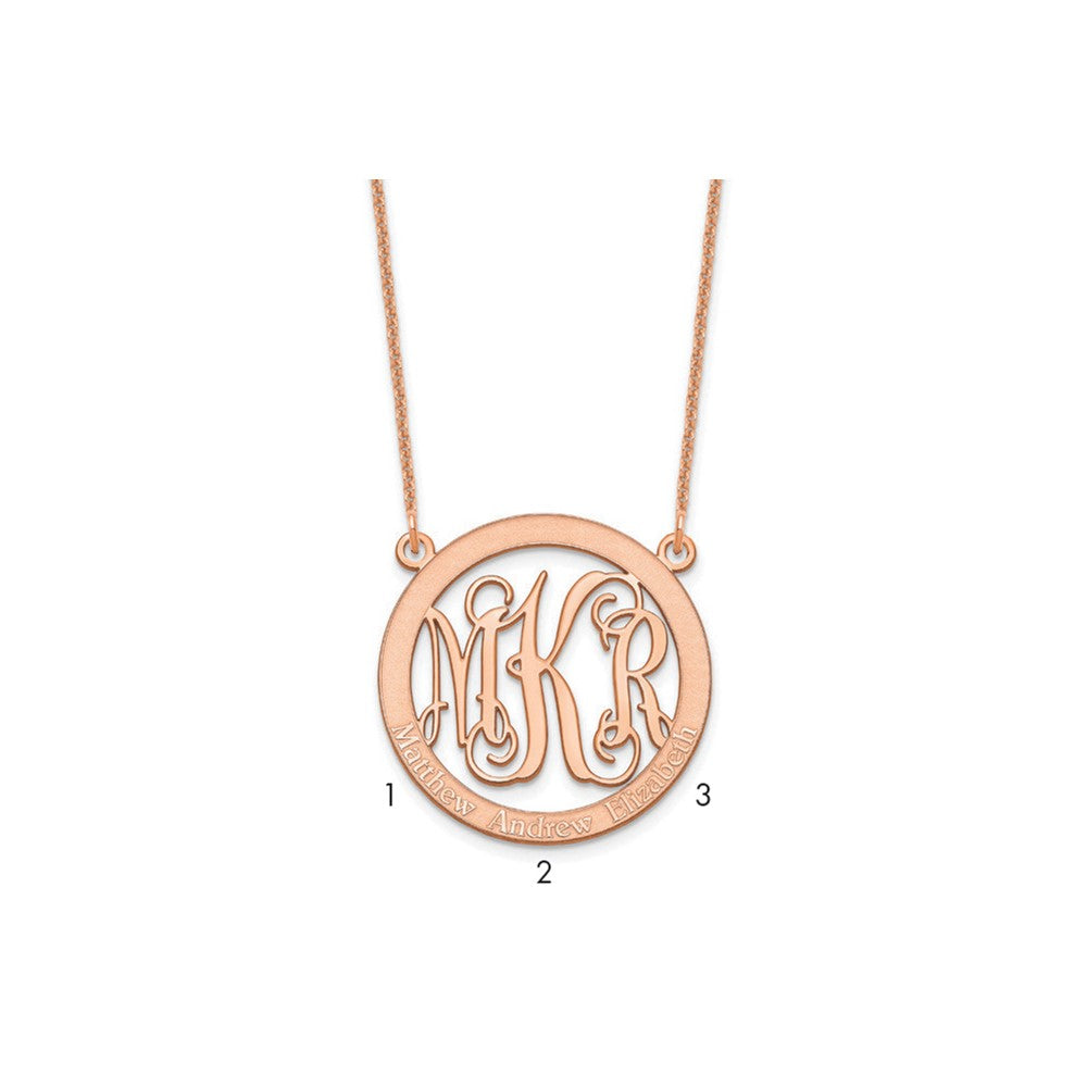 14k Rose Gold Small Family Monogram Necklace