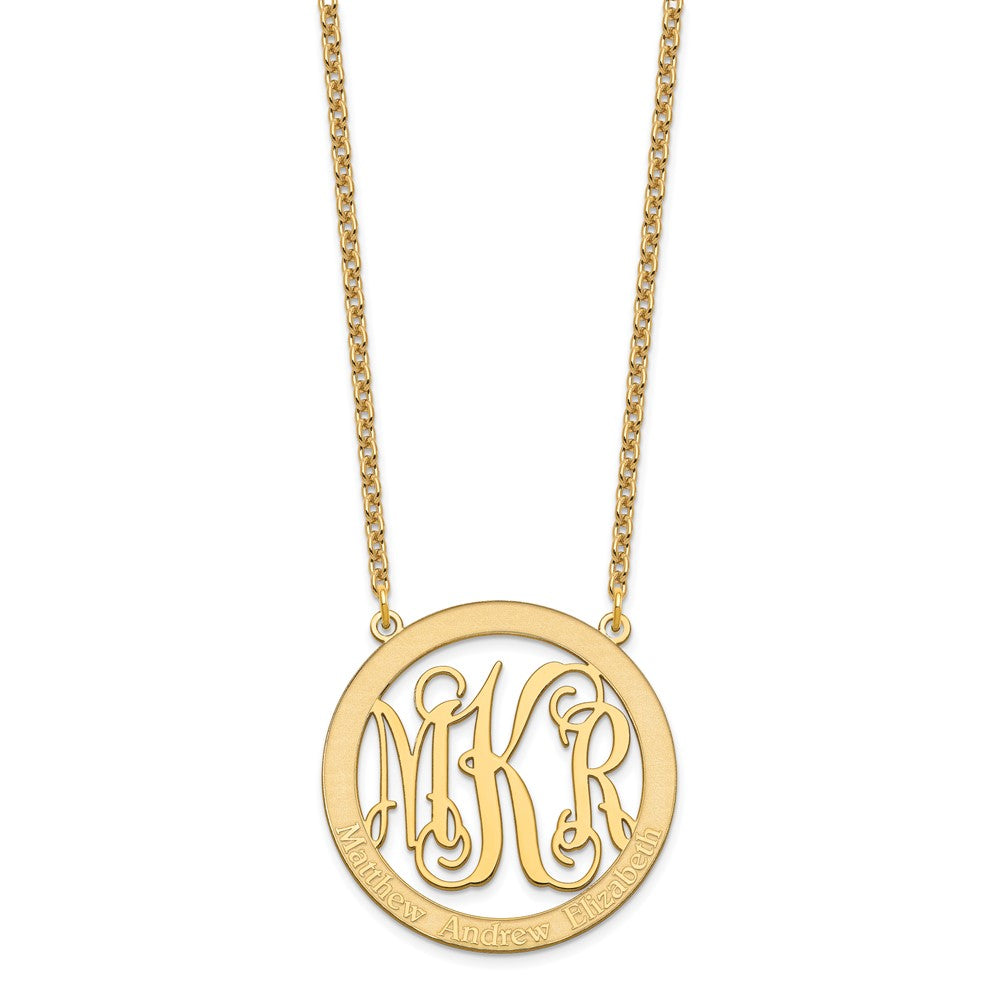 Sterling Silver/Gold-plated Large Family Monogram Necklace