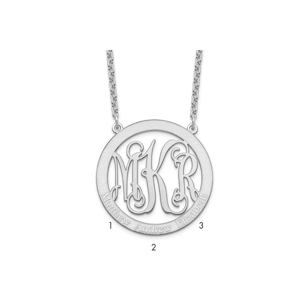 Sterling Silver/Rhodium-plated Large Family Monogram Necklace